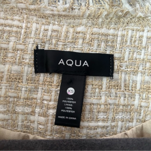 AQUA neutral tweed double breasted blazer - Picture 3 of 3